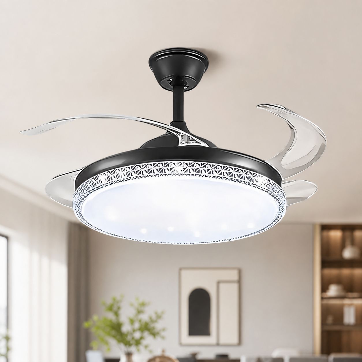 Deckenventilator Mit Led-beleuchtung, 72 W, 108 Cm (42 Zoll), Leiser Kupfermotor, Dimmer Und Fernbedienung, Ideal Für Das Wohnzimmer