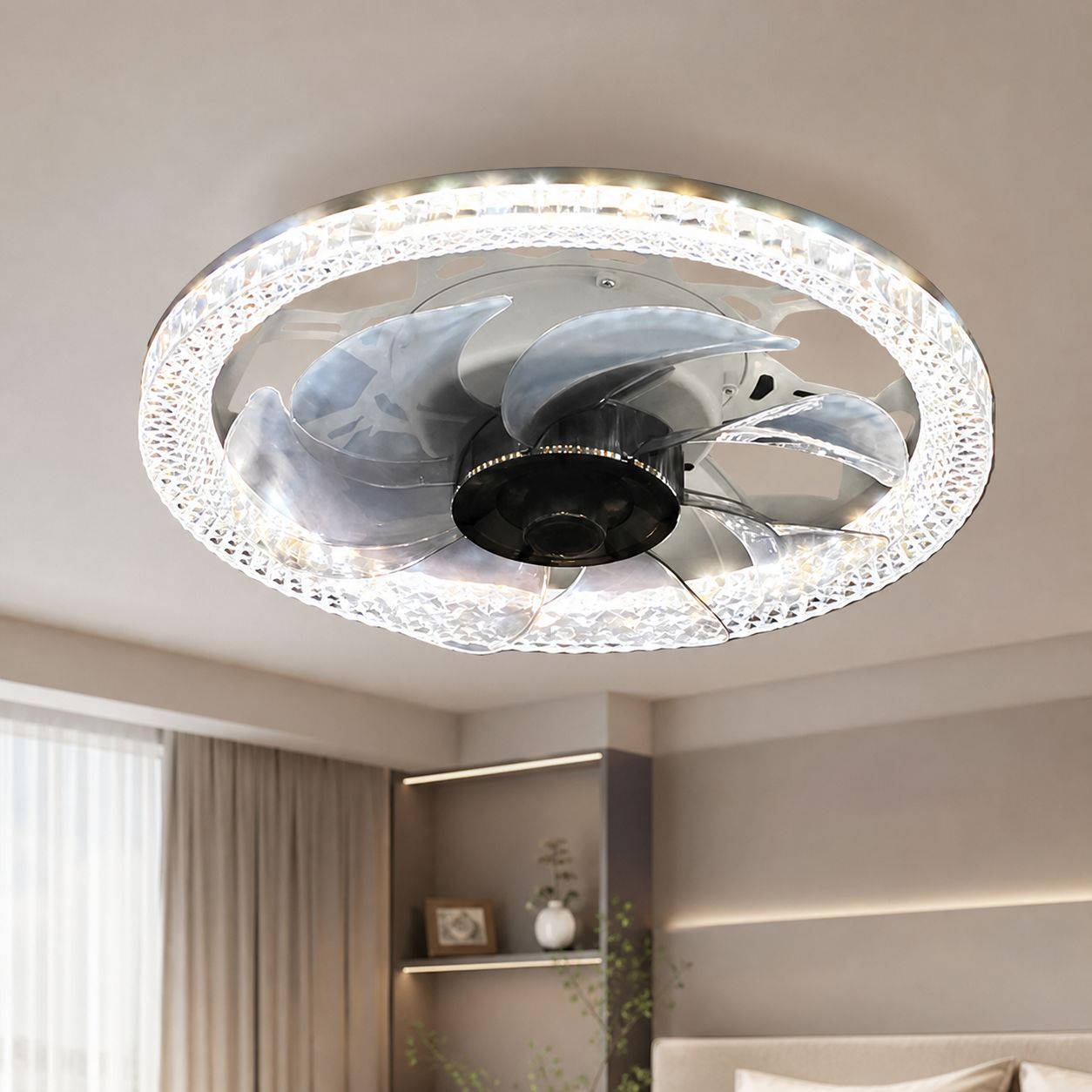 Led-deckenventilator Mit Licht, Minimalistisches Design, 18 Cm Durchmesser, Inklusive Fernbedienung, 3 Farbtemperaturen, Leise Und Leistungsstark