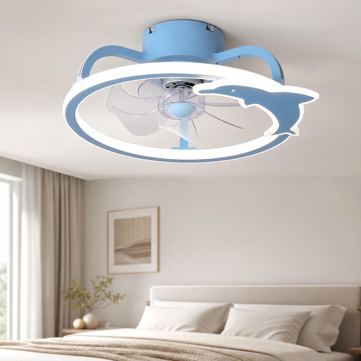 Unsichtbarer Deckenventilator Mit Licht, Leisem Kupfermotor, Fernbedienung, Abs, 50 Cm, Dreifarbige Led-beleuchtung
