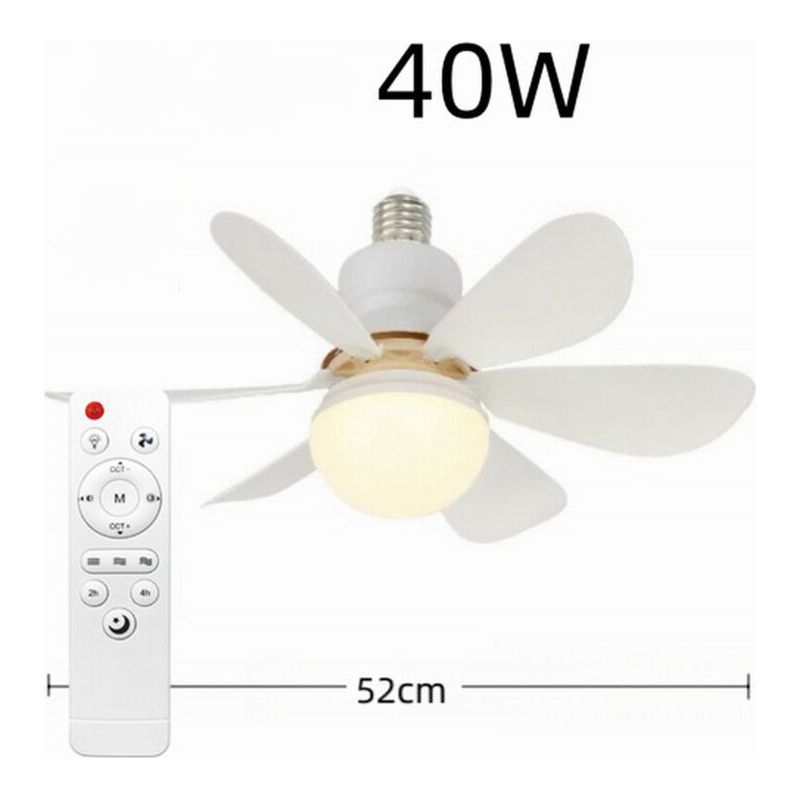 Led-deckenventilator Mit Fernbedienung – 52 Cm, 40 W, 6 Flügel, Dimmbar, Kompatibel Mit E27-fassung, Ideal Fürs Schlafzimmer