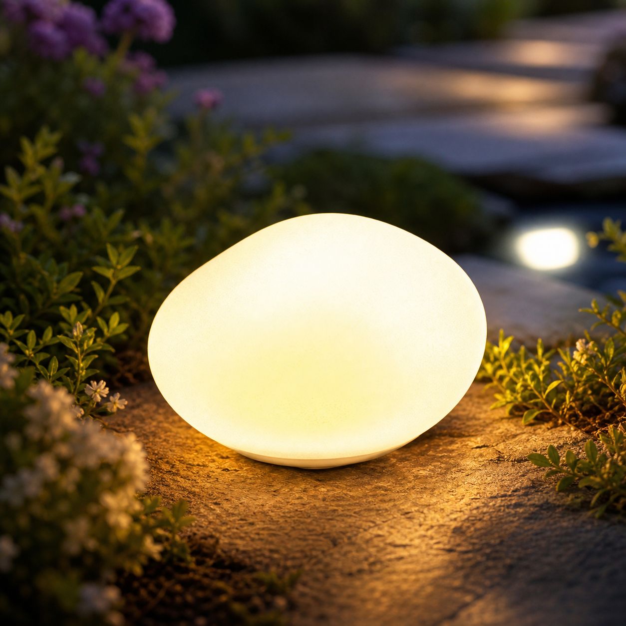 Wasserdichte Abs-led-solarleuchte In Kieselform, 14,5 X 8,5 Cm, Automatische Beleuchtung Für Garten, Terrasse Und Hof, Warmweiß