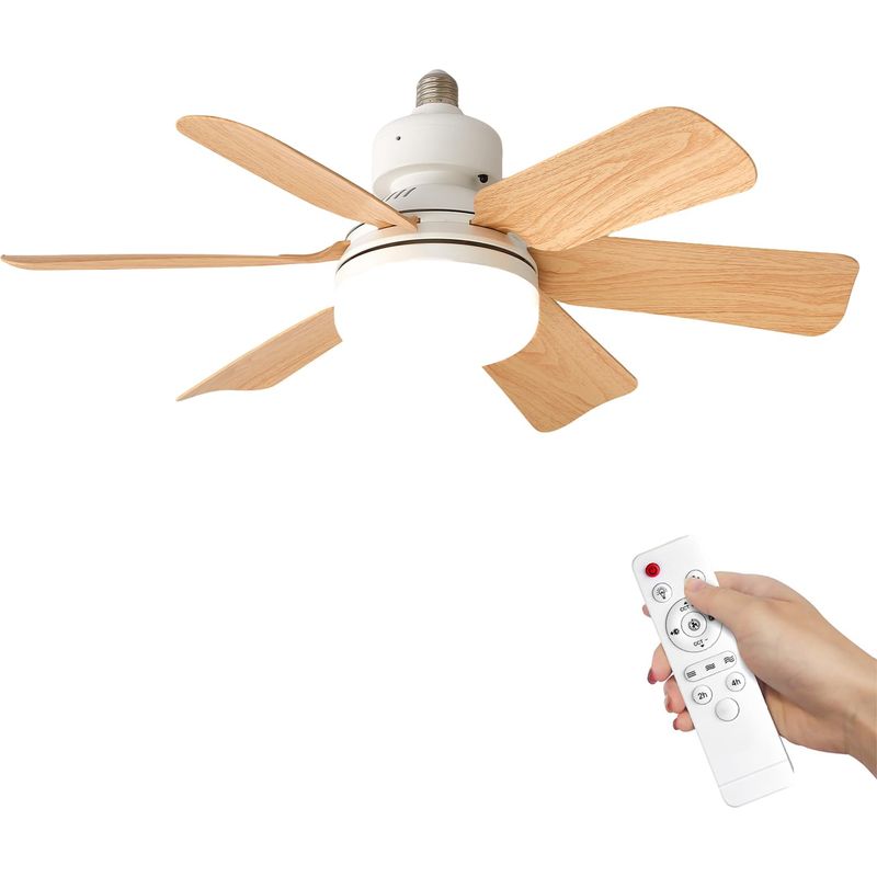 E27 Standventilator, 30 W, 47 Cm Durchmesser, Mit Fernbedienung, 3 Geschwindigkeitsstufen Und 3 Lichtmodi – Ohne Standfuß – Für Schlafzimmer Oder Küche