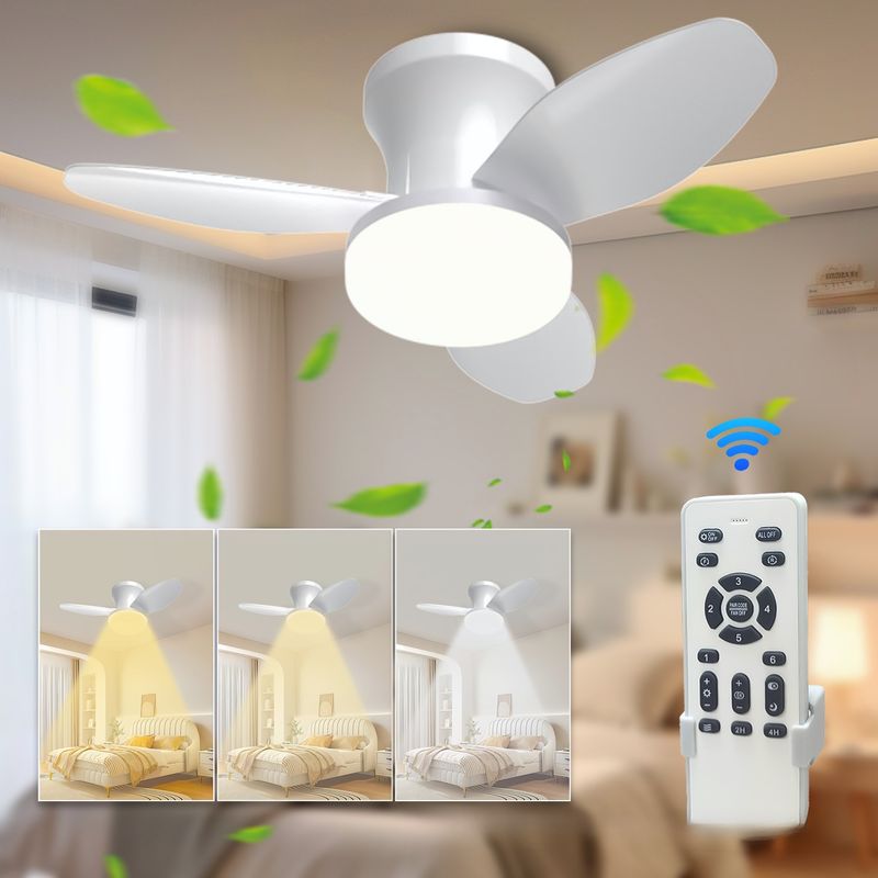 Led-deckenventilator Mit Fernbedienung Und App – 65 Cm, 6 Geschwindigkeitsstufen, 3 Einstellbare Farben, Variable Helligkeit