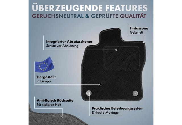 Walser - Fußmatten für Audi A4 B6/B6 Avant 2000-12/2005, Audi A4 B7/B7 Avant 11/2004-06/2008