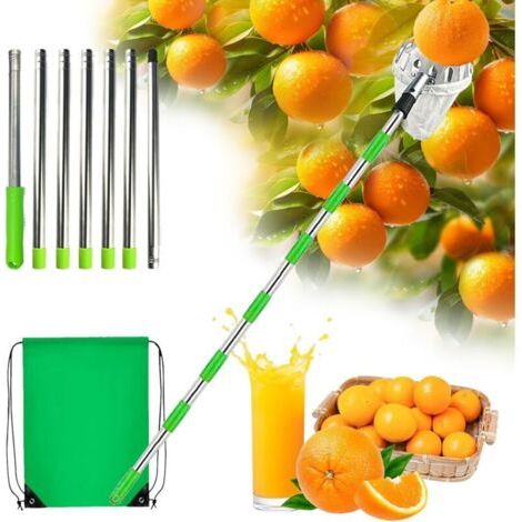 Cueilleur De Fruits Avec, Manche 2.5m Cueillette, Cerise Cueille-fruits, Acier Inoxydable Outil Cueilleur De Fruits Pour La Cueillette Des Oranges, Pêches, Cerises