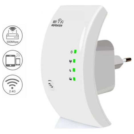 Répéteur Wifi, Amplificateur Wifi Puissant, Wifi Extender N300, Wifi Signal Booster, 1 Port Ethernet, Couvre Jusqu'à 200㎡,compatible Avec Toutes Les Box Internet-blanc