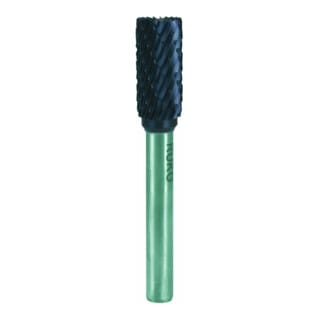 Hartmetall-Frässtift zya ø 10 mm Kopflänge 20 mm Schaft-Ø 6 mm TiCN Verzahnung kvz 4 mit Stirn - 116017TC - Ruko