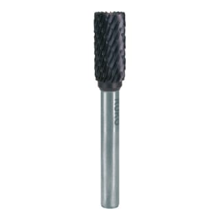 Hartmetall-Frässtift zya ø 16 mm Kopflänge 25 mm Schaft-Ø 6 mm TiCN Verzahnung kvz 4 mit Stirn - 116019TC - Ruko