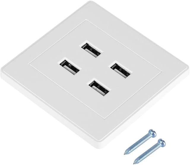 110250V Wandsteckdose, 4 DC 5V USB-Anschlüsse (weiß)