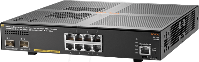 Aruba 2930F 8G PoE+ 2SFP+ Managed L3 Gigabit Ethernet (10/100/1000) Power over Ethernet (PoE) 1U Grau