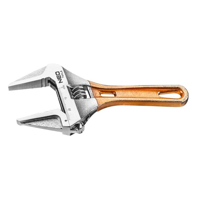 NEO Verstellbarer Schraubenschlüssel, kurz, 118 mm (0–28 mm) – Arbeiten an schwierigen Stellen