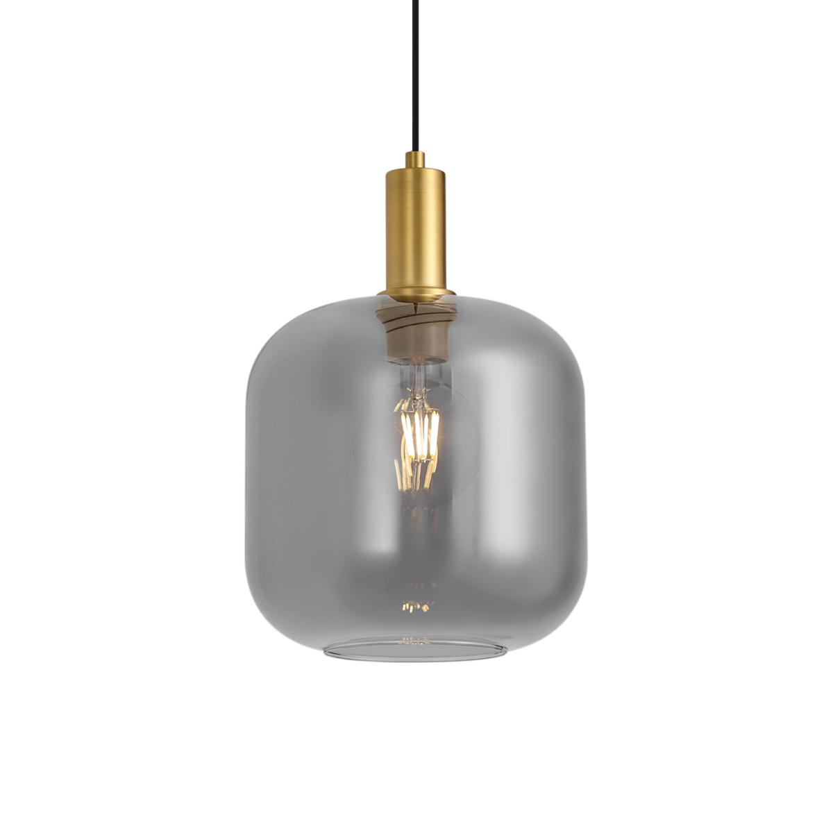 Qazqa Design Hanglamp Messing Met Smoke Glas Voor Railsysteem