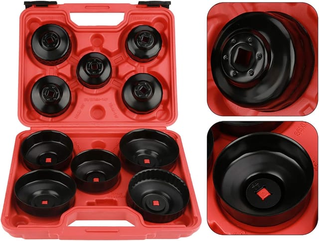 Rosvola Ölfilterkappen-Set 11-tlg. Mit Adapter zum Entfernen der Haube 65-100 mm Ölfilterabdeckung Ölfilterkappen