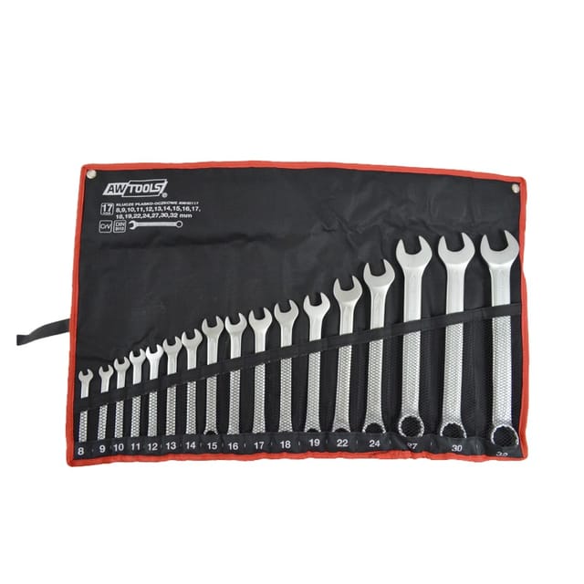 Awtools Schraubenschlüssel-Set 17-teilig Silber Chrom-Vanadium-Stahl