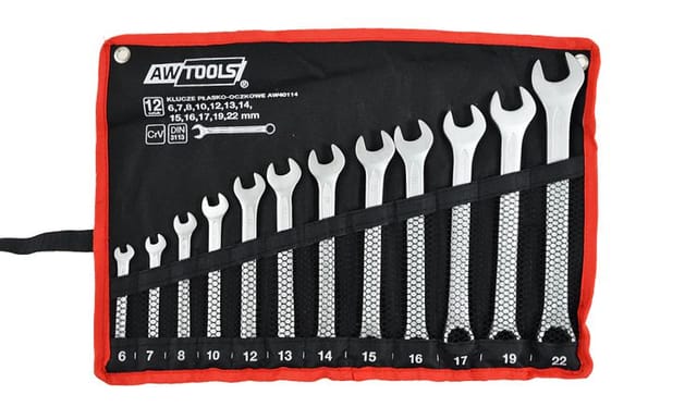 AWTOOLS Kombinationsschlüsselsatz, 12-teilig, 6, 7, 8, 10, 12, 13, 14, 15, 16, 17, 19, 22 mm