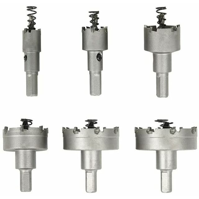 Lochsäge Für Metall, 6er-set Hartmetall-lochsägenbohrer, Edelstahl-lochsägen, Für Aluminium, Stahl, Eisen, Kupfer, Holz, 16 Mm 22 Mm 30 Mm 40 Mm 50 Mm 60 Mm