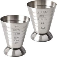 Doppelter Edelstahl-messbecher 75 Ml/2,5 Oz, Professioneller Cocktail-messbecher, 2er-set