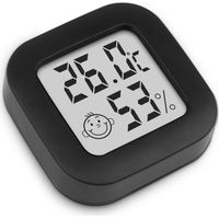 Hochpräzises Digitales Innenthermometer Mit Hygrometer, Anzeige Für Komfort- Und Umgebungstemperatur, Kompaktes 4,3-cm-lcd-display, Schwarz