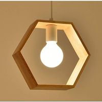 Industrielle Sechseckige Pendelleuchte Aus Holz, Kreative Moderne Deckenleuchte, Zeitgenössische Beleuchtungskörper Für Wohn- Und Esszimmer