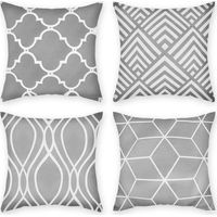 4er-set Graue Kissenbezüge (45 X 45 Cm), Quadratische Baumwollkissenbezüge, Für Die Innen- Und Außendekoration Von Sofa Und Garten
