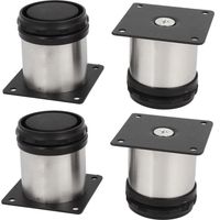 Set Mit 4 Verstellbaren Möbelfüßen Aus Edelstahl, Rund 50x50 Mm, Stabile Unterstützung Für Küche Und Möbel