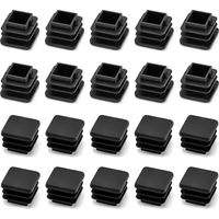 20 Schwarze, Quadratische Endkappen (2 X 2 Cm) Für Metallrohre, Schutzkappen Für Stuhlbeine Und Möbel
