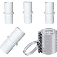 Set Mit 4 32-mm-poolschlauchverschraubungen, Adaptern Mit 8 Schlauchschellen, Robuste Anschlüsse Für Filteranlagen Und Whirlpools