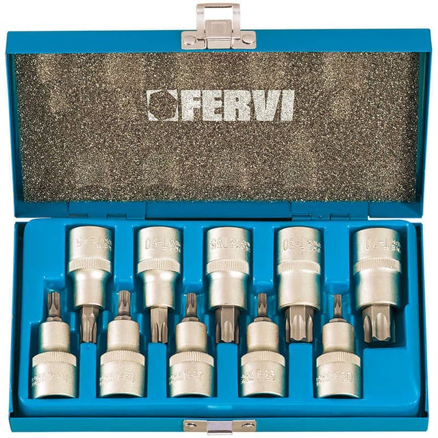 Torx nusskasten 10 tlg T20-T70 NUßKASTENSATZ nuss 1/2' Fervi 0622