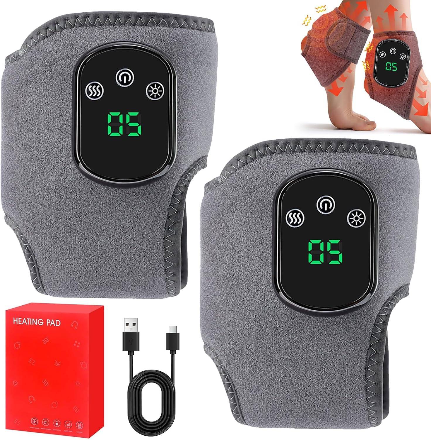 Kabelloses, Intelligentes Fußmassagegerät Mit Heiz- Und Vibrationsfunktion, 5 Temperaturstufen Und 3 Vibrationsmodi, Sicher, Tragbar, Ideales Geschenk Zur Entspannung