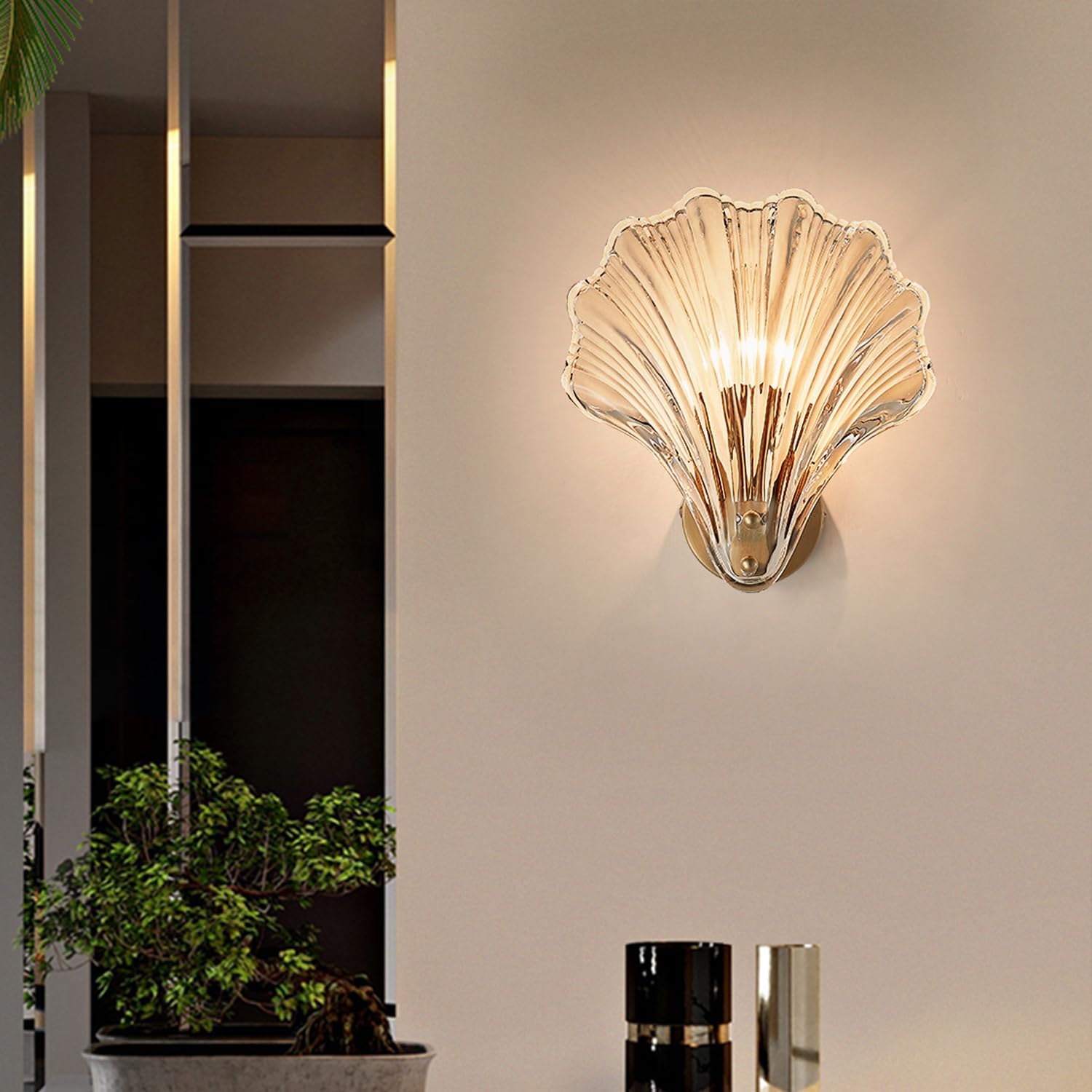Moderne Wandleuchte Für Den Innenbereich, Muschelförmige E14-wandleuchte, Dekorative Leselampe Für Wohnzimmer Und Schlafzimmer (bernsteinfarben, Leuchtmittel Nicht Enthalten)