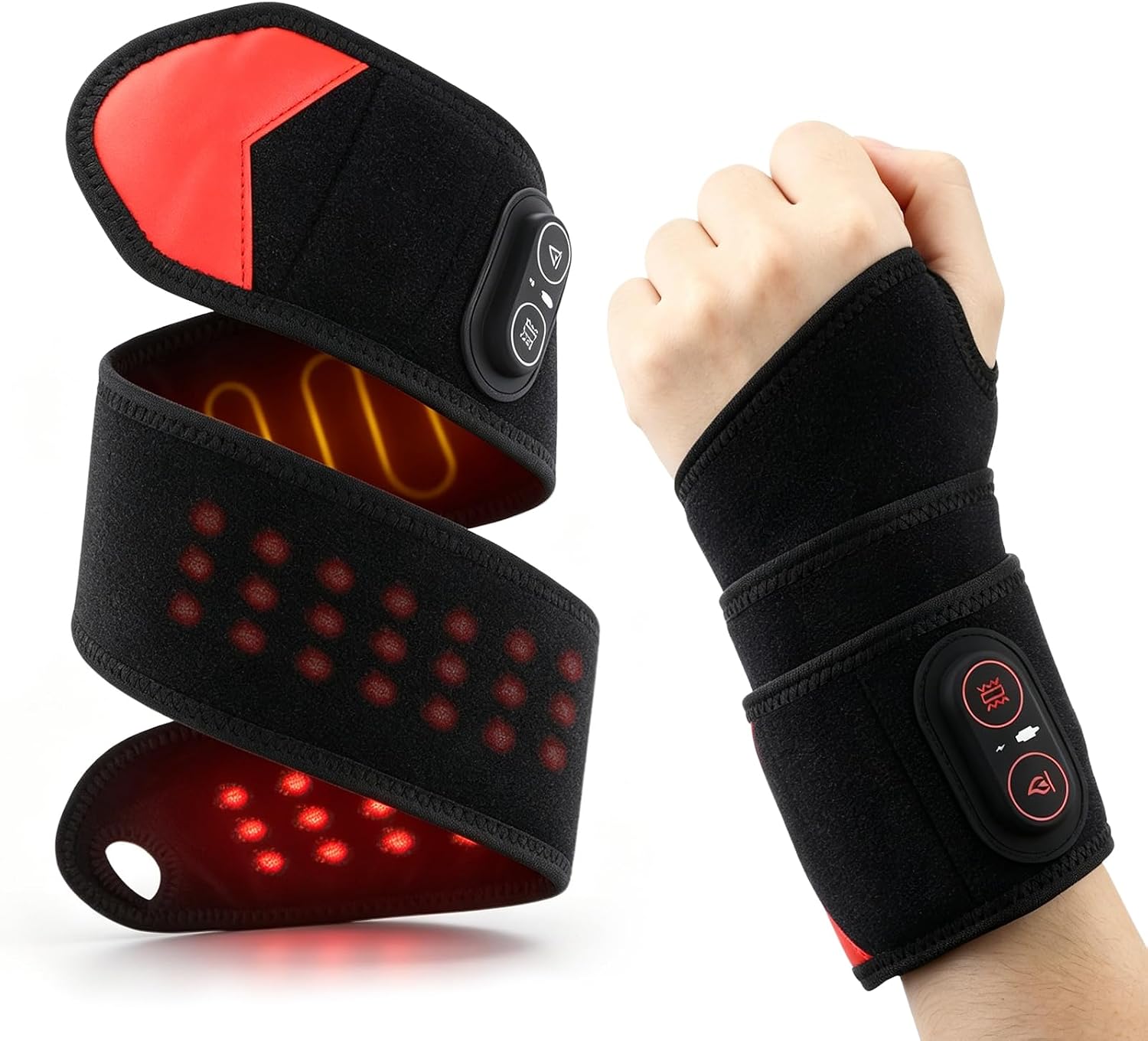 Beheizbares Handmassagegerät Mit Rotlicht, 3 Wärme- Und Vibrationsstufen, Ergonomisches, Kabelloses Design Zur Handgelenkspflege