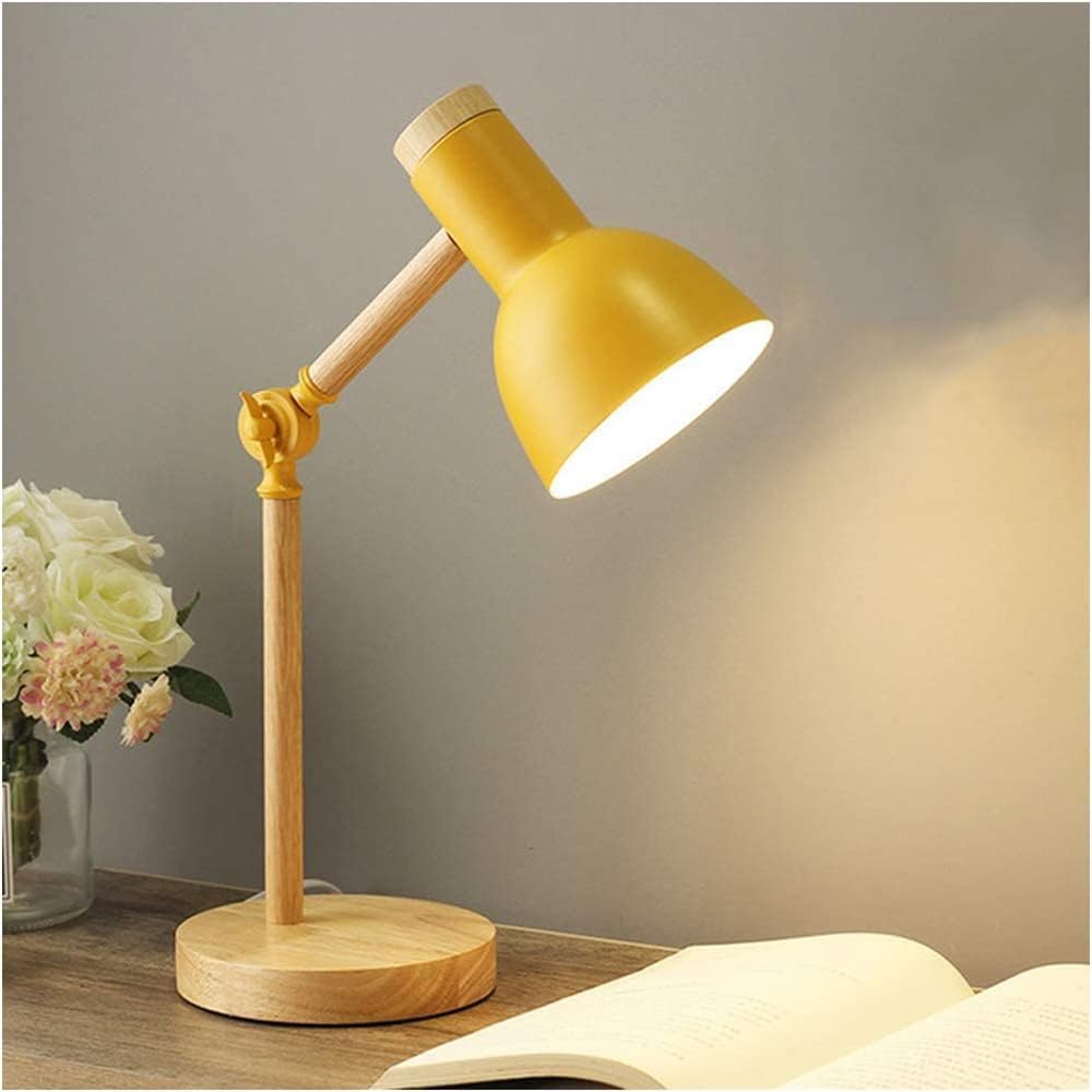 Moderne Tischleuchte Aus Holz Mit Metallschirm, Verstellbare Nachttischlampe Für Büro, Arbeitszimmer, Schlafzimmer, Wohnzimmer, Kinderzimmer (leuchtmittel Nicht Enthalten)
