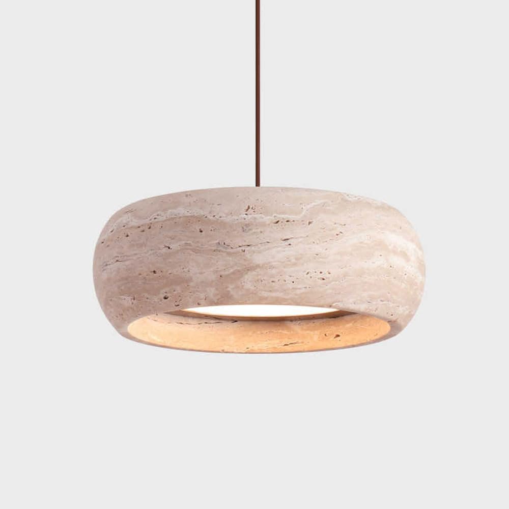 Travertingelber Kronleuchter, Massivholzleuchte Mit Naturstein- Und Walnuss-finish, 150 Cm Verstellbarer Kronleuchter Für Bar, Schlafzimmer, Wohnzimmer, Esszimmer