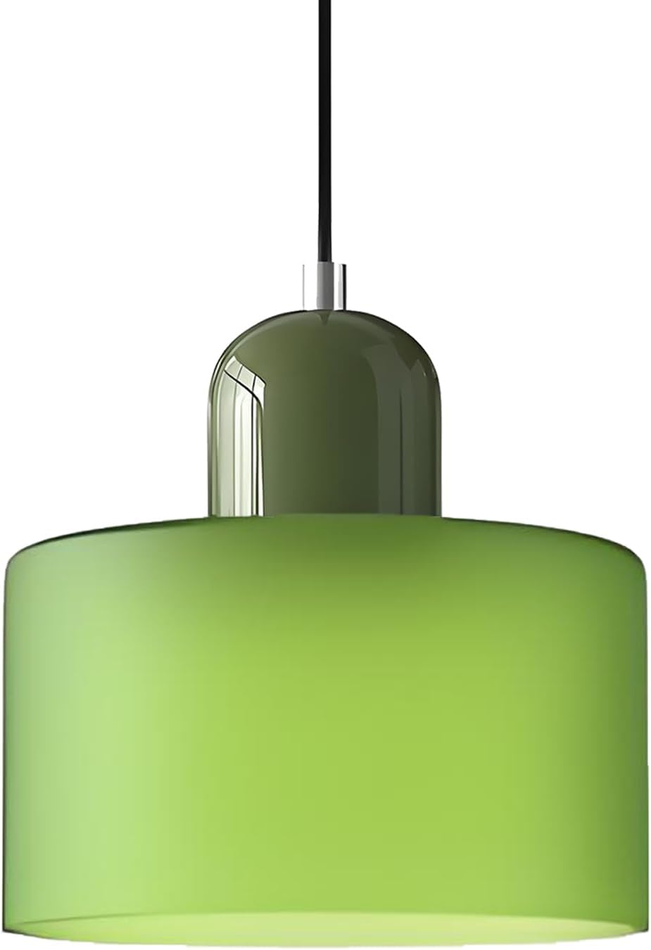 Moderner Skandinavischer Glaslüster, 15cm, E27 Pendelleuchte, Höhenverstellbar 200cm, Designerlampe Für Küche, Esszimmer, Wohnzimmer, Café, Bar (mattgrün)