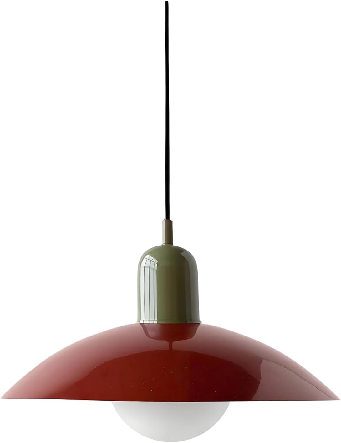 Dekorativer Lampenschirm Aus Emailliertem Eisen Mit Einer 12 Cm Großen Grünen Glaskugel Im Retro-stil, Moderne E27-fassung Für Ein Warmes Interieur