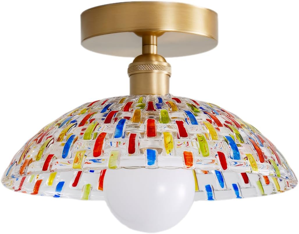 Deckenleuchte, Kuppel Aus Farbigem Glasmosaik, Handgefertigter Goldsockel, E27-fassung, Dekoration Für Modernes Interieur, Schlafzimmer, Retro, Café, Flur