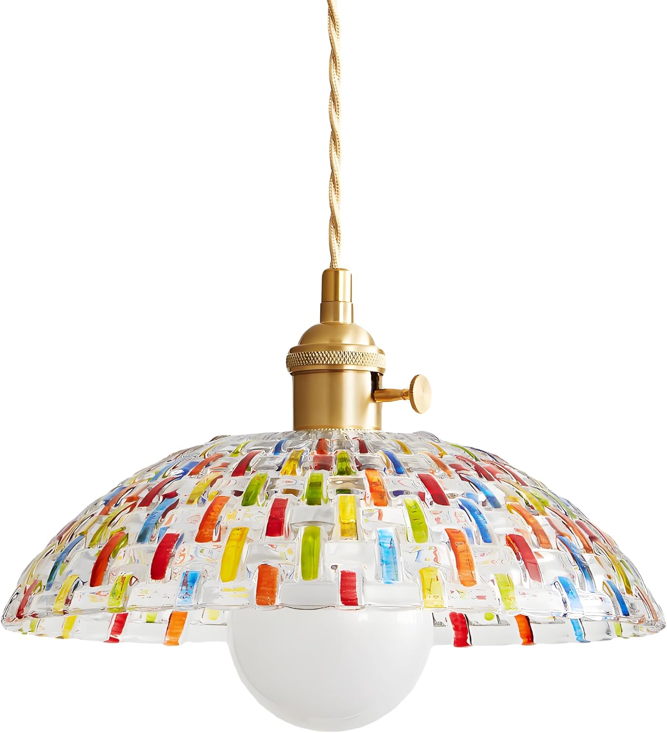 Vintage-kronleuchter Aus Farbigem Mosaikglas Mit Verstellbarer E27-fassung Und Goldenem Stecker, Geeignet Für Kücheninsel, Esszimmer, Schlafzimmer (30 Cm Ohne Leuchtmittel).