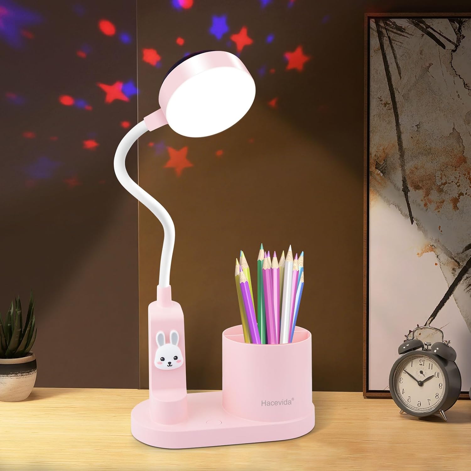 Wiederaufladbare Kindertischlampe Mit 2000 Mah, Dimmbar, Automatischer Farbwechselfunktion Und Integriertem Stifthalter Für Arbeitszimmer, Schlafzimmer Und Studentenwohnheim