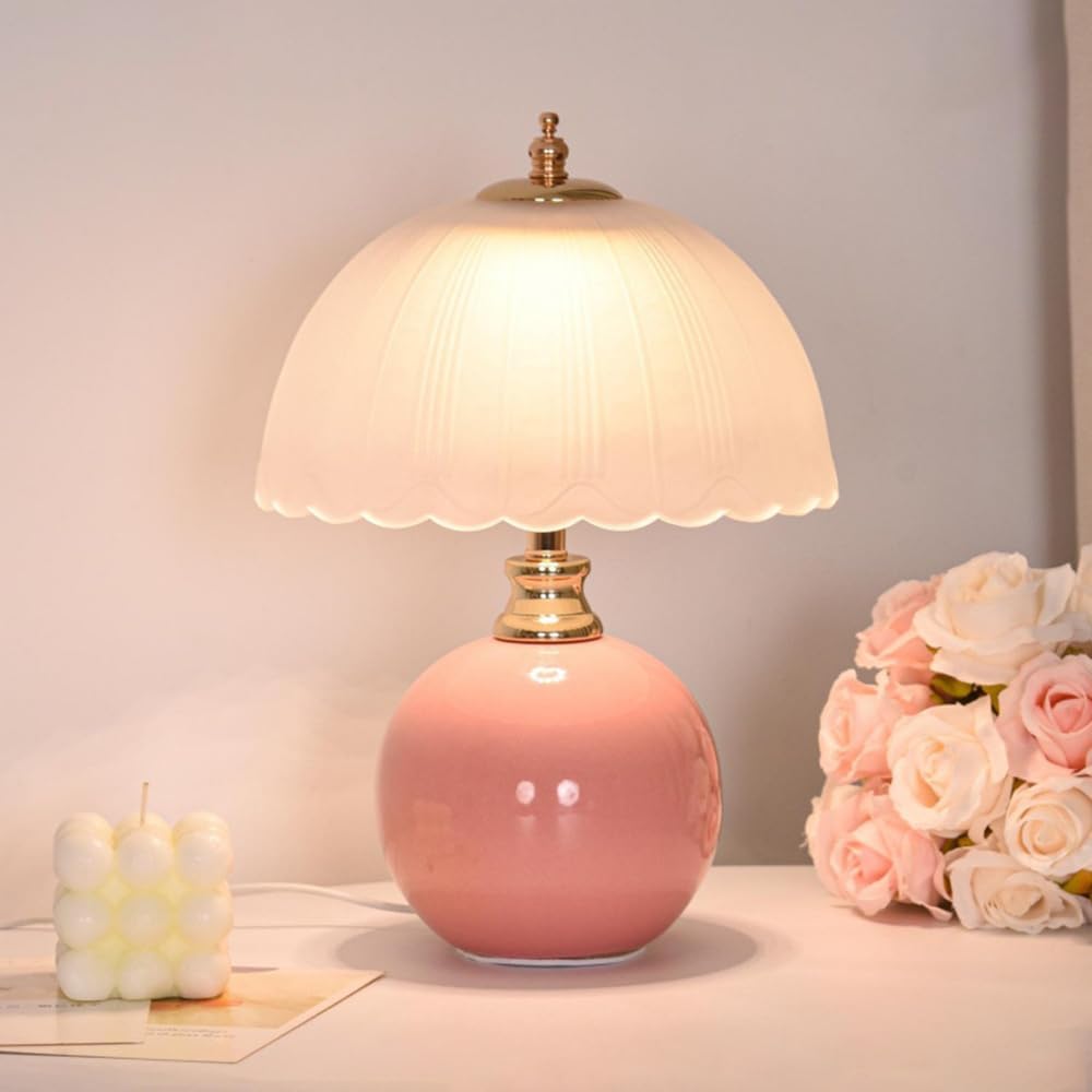 Klassische Tischleuchte Aus Keramik Und Glas, Vielseitig Einsetzbar, Sanftes Und Warmes Licht Für Wohnzimmer, Schlafzimmer Und Büro, Schnelle Montage (leuchtmittel Nicht Enthalten).