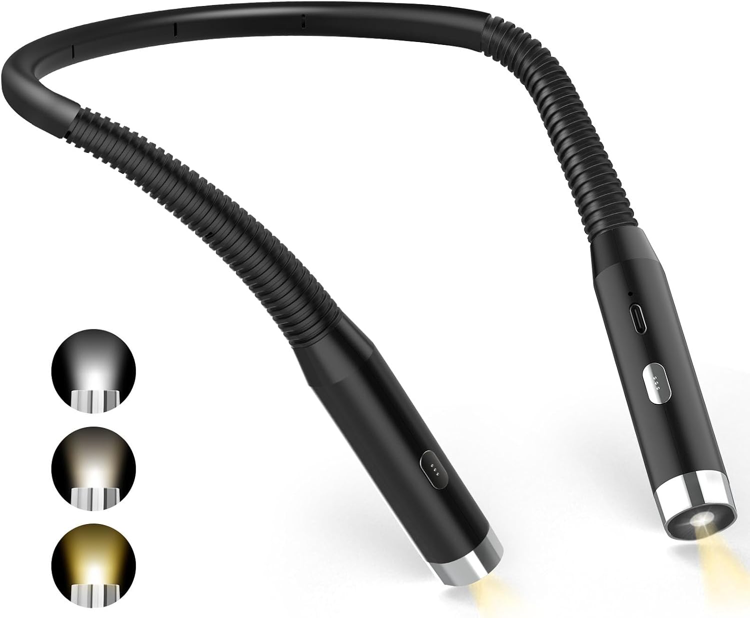 Nackenleselampe, Wiederaufladbare Bettleselampe, In 3 Farben Und 3 Helligkeitsstufen Einstellbar, 360° Faltbar, Usb-led-lesegerät Für Reisen, Stricken Und Camping