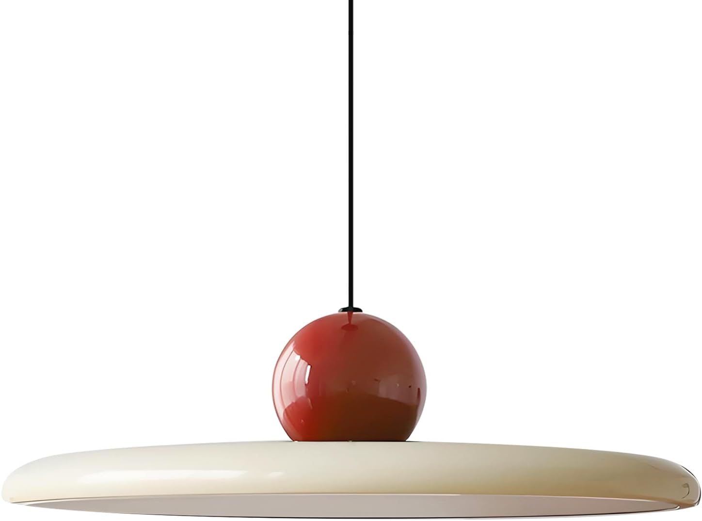 Moderne 40 Cm Led-deckenleuchte Mit Verstellbarer Höhe, Runder Metall-kronleuchter Für Wohnzimmer, Esszimmer, Schlafzimmer (rot + Cremeweiß)