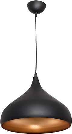 Vintage Bonn Deckenleuchte In Schwarz Und Gold, 32 Cm Durchmesser, Höhenverstellbar Für Wohnzimmer, Esszimmer Und Bar, Hochwertige E27-fassung Aus Metall (leuchtmittel Nicht Enthalten)
