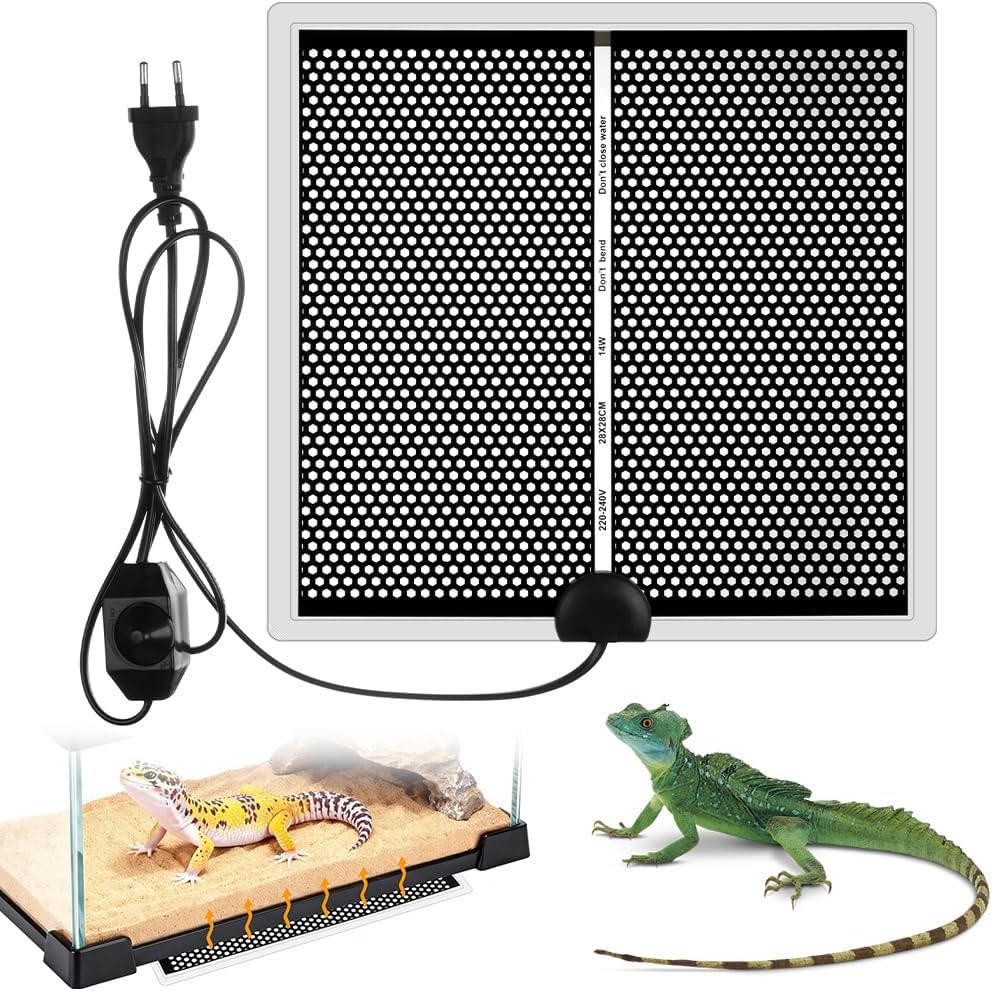 14w Verstellbare Heizmatte Für Reptilien, Gleichmäßige Wärme, Strapazierfähiges Material, Einfache Installation Und Breite Kompatibilität Mit Verschiedenen Tierarten