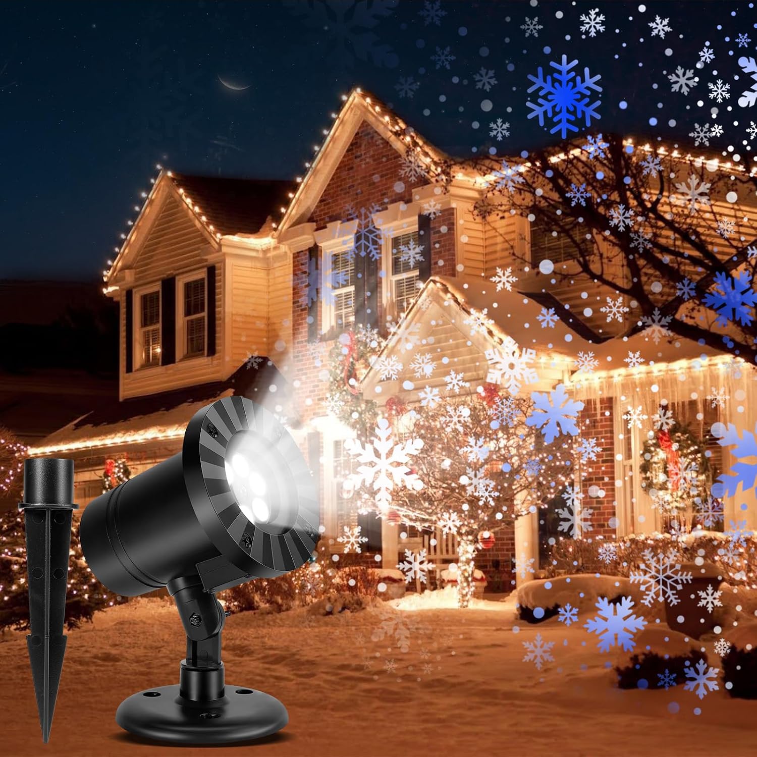 Realistische Schneeflockenprojektorlampe, Ip65 Wasserdicht, Vielseitig Einsetzbar, Sanftes Licht, Vielseitige Dekoration & Partygeschenk