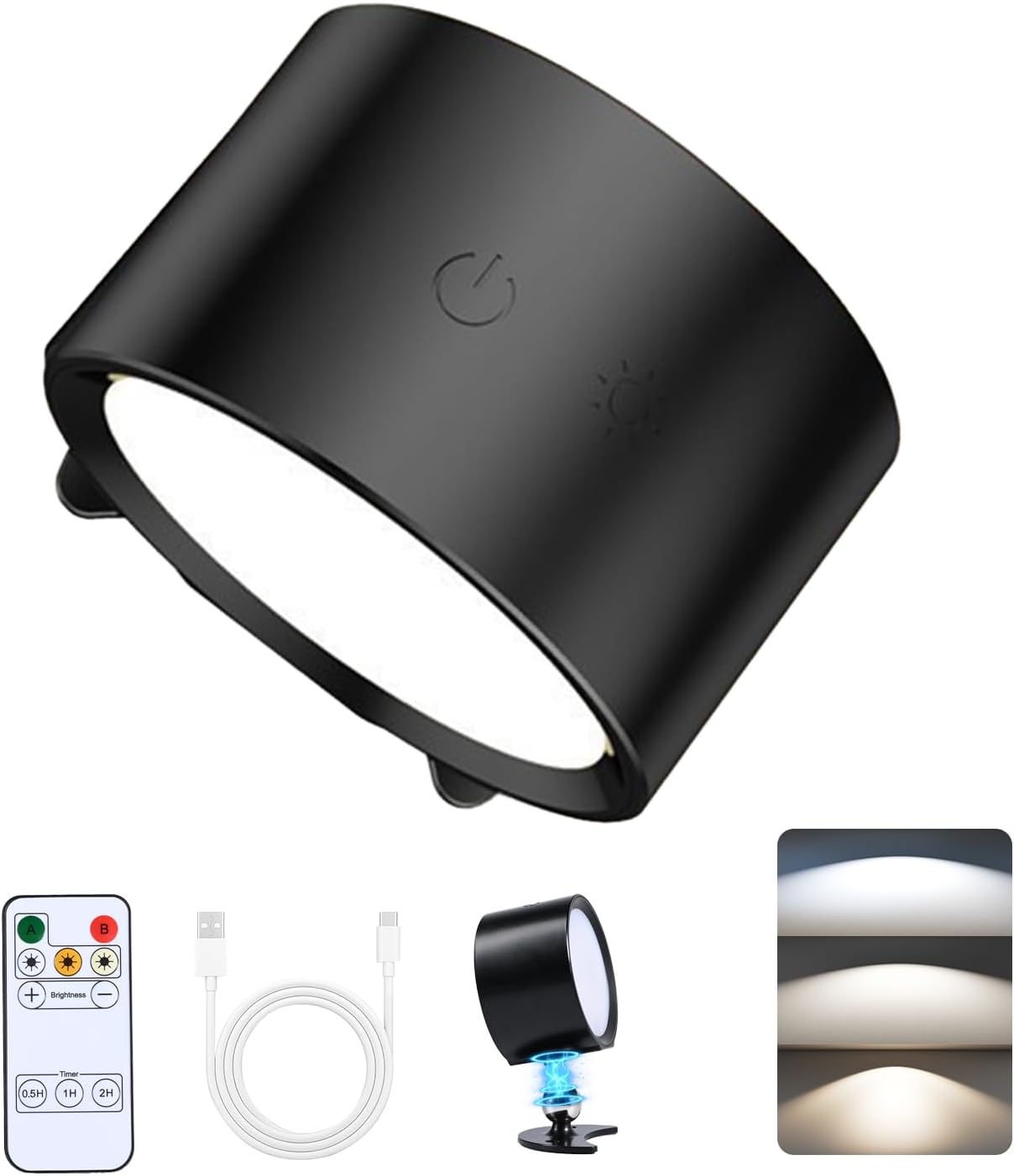 Wiederaufladbare, Doppelseitige Led-wandleuchte, 360°-drehung, Einstellbares Licht Und Fernbedienung, Vielseitige Beleuchtung Für Das Ganze Haus