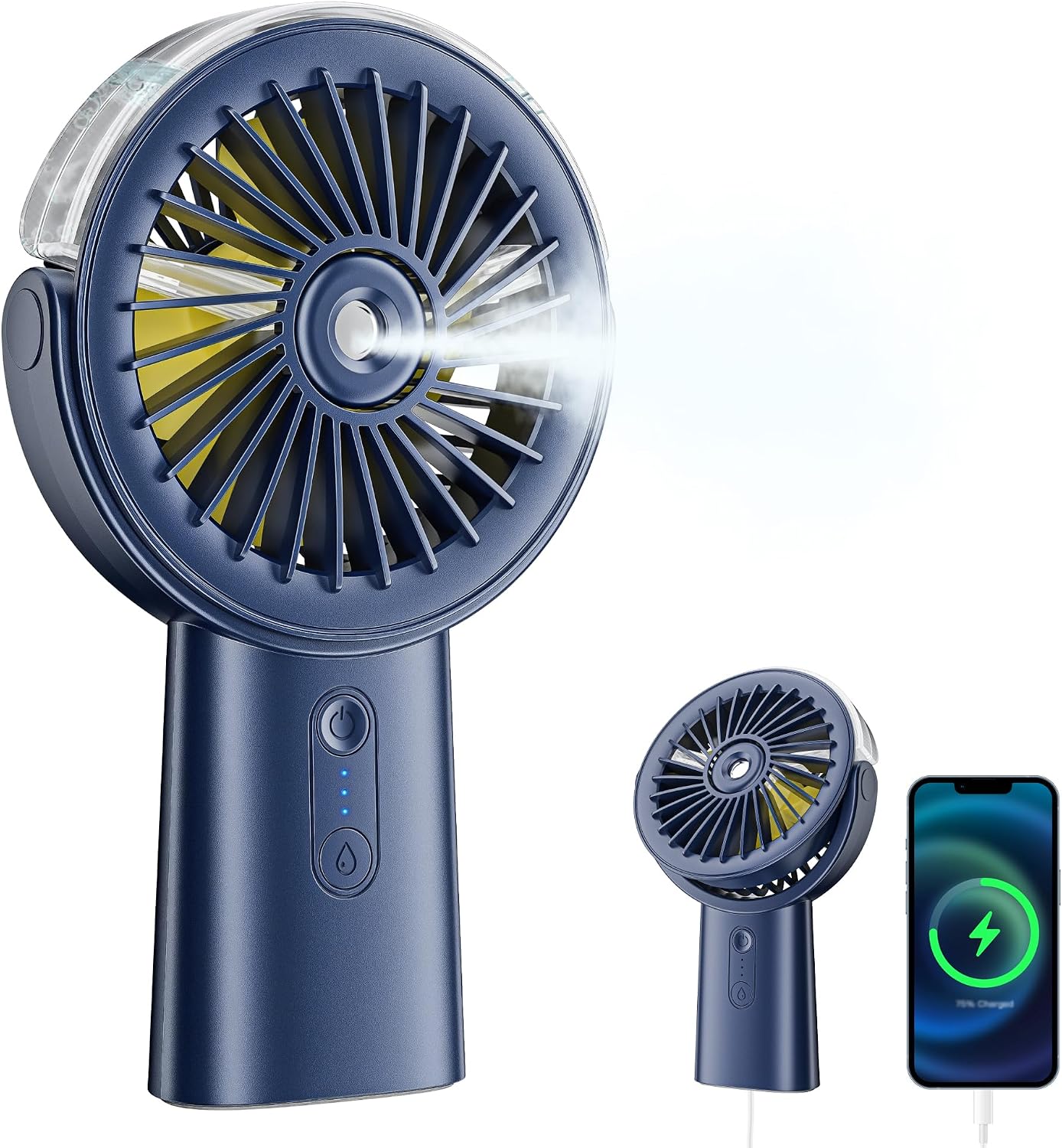 Tragbarer Luftzerstäuber, Mini-ventilator Mit Akku, Wiederaufladbar Über Usb (6000 Mah), Kleiner Leiser Ventilator Für Reisen, Außen, Büro, Blau