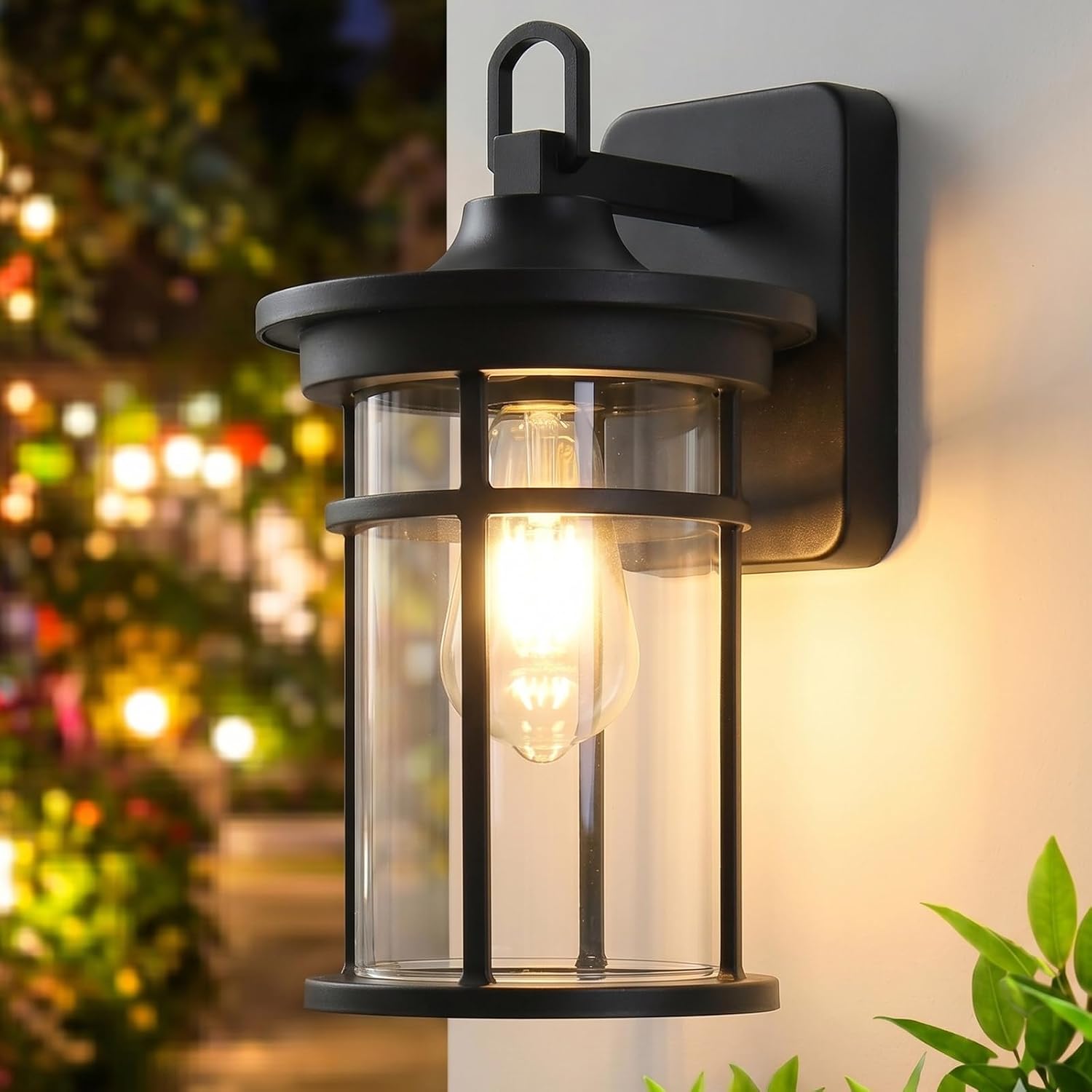 Schwarze Außenwandleuchte, 40 W, E27-fassung, Vintage-optik Mit Klarglas Ideal Für Garten, Garage, Balkon Und Terrasse