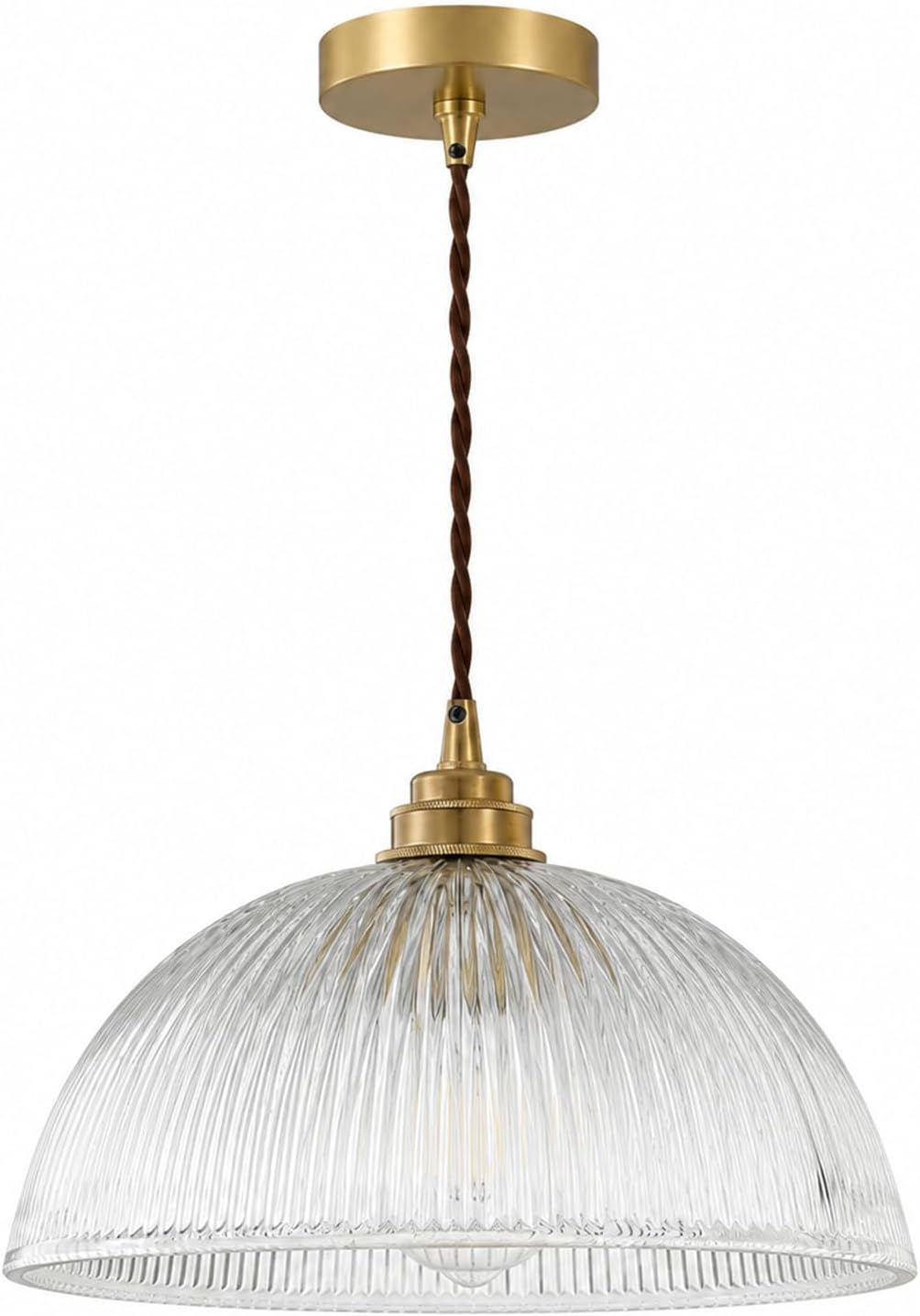 Vintage-industrie-kronleuchter Mit Klarer Glaskuppel Und Messingsockel, E27-kupferleuchter, Loft-stil (30 Cm, Nicht Im Lieferumfang Enthalten)