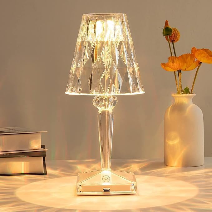 Led-kristall-tischleuchte, Diamond Crystal 3-farben-touch-steuerung, Nachttischlampe Mit Usb-kabel, Ideal Für Party- Und Dinnerdekoration, Kreative Lampe.