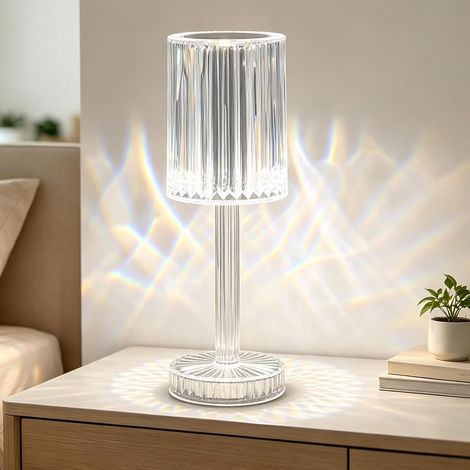 Kristall-led-tischleuchte, Berührungsdimmbare Led-nachttischlampe, Wiederaufladbare Kabellose Tischleuchte Für Wohnzimmer, Hotelzimmer.